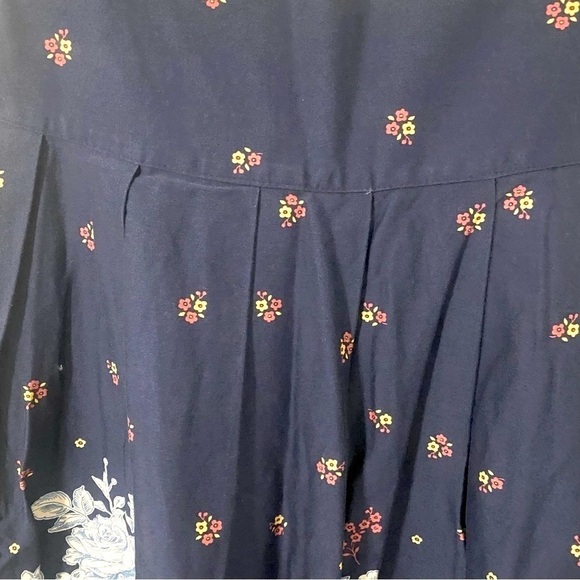 Renee C So Cool Blue Floral Pleated Cottagecore Skirt Small Made USA 90% Cotton - Picture 5 of 6
